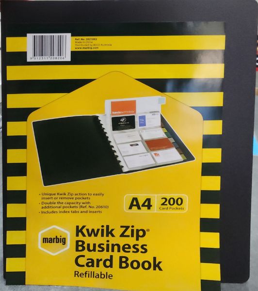 Picture of Marbig Kwik Zip Business Card Book 200pk