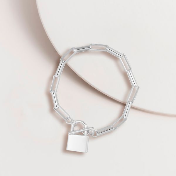 Picture of SAB112 Silver Padlock Fob Bracelet