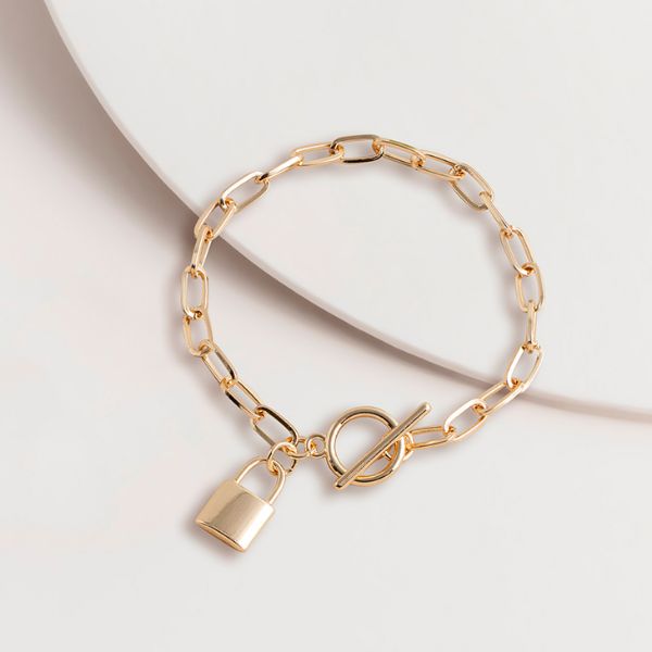 Picture of SAB136 Gold Classic Padlock FOB Bracelet