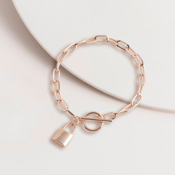 Picture of SAB136 Rose Classic Padlock FOB Bracelet