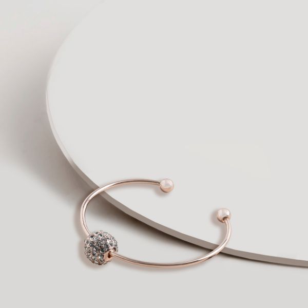 Picture of SAB068 Rose Rhinestone Ball Cuff Bangle