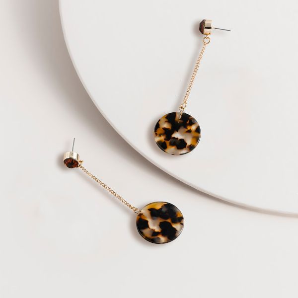Picture of SAE226 Tort Disk Chain Drop Earrings