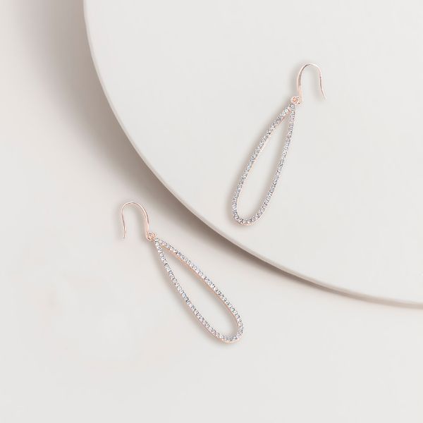 Picture of SAE262 Rose Long Rhinestone Hook Earrings